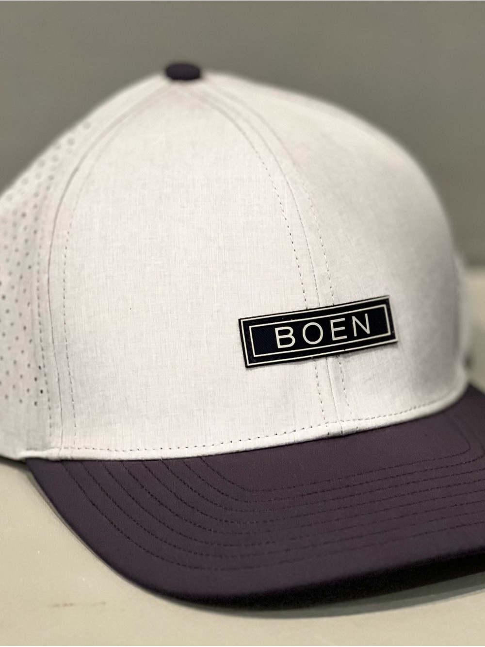 BOEN Two-Tone Trucker Hat in Light Grey and Deep Navy